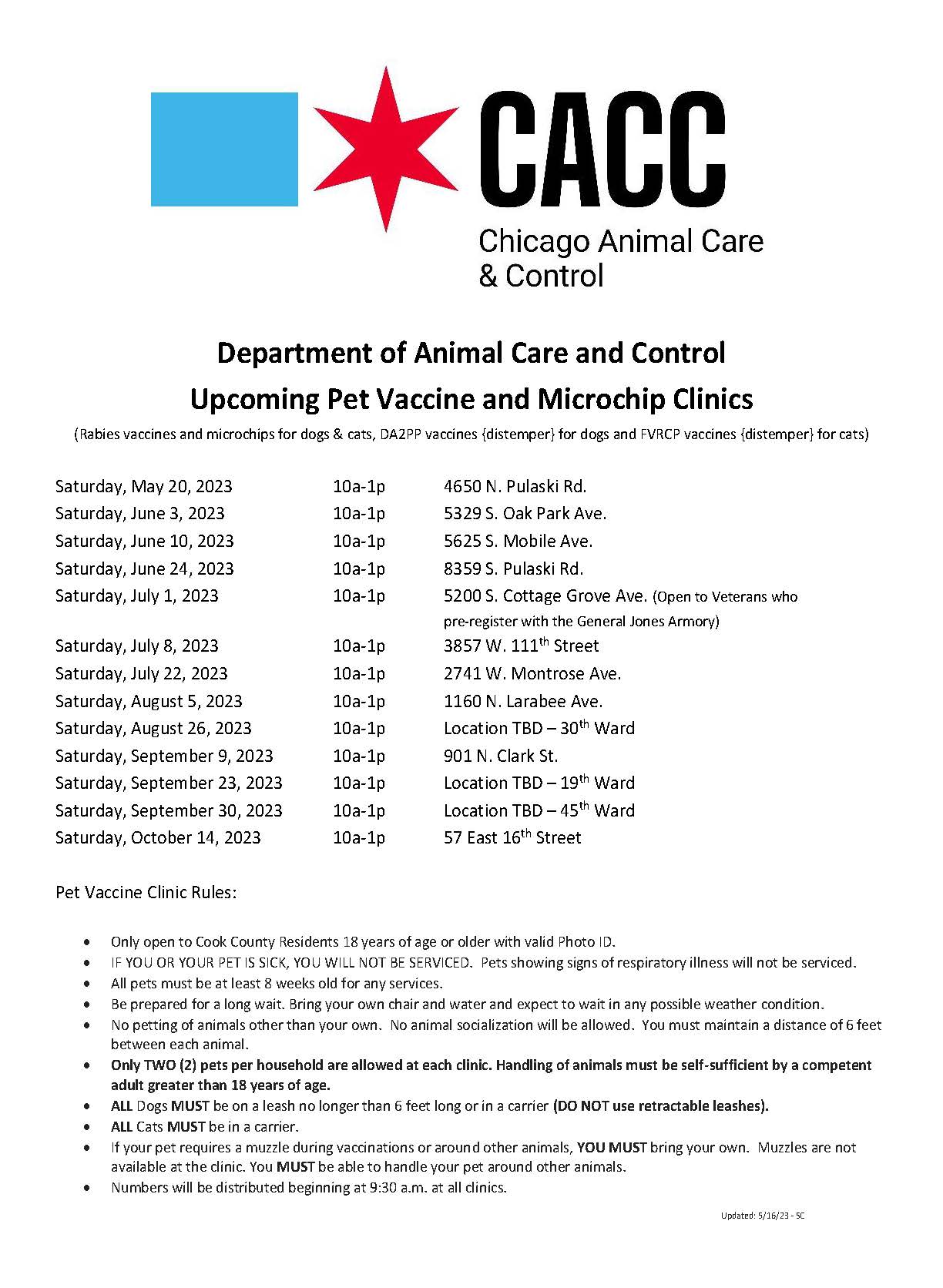 Vaccine Clinic Dates